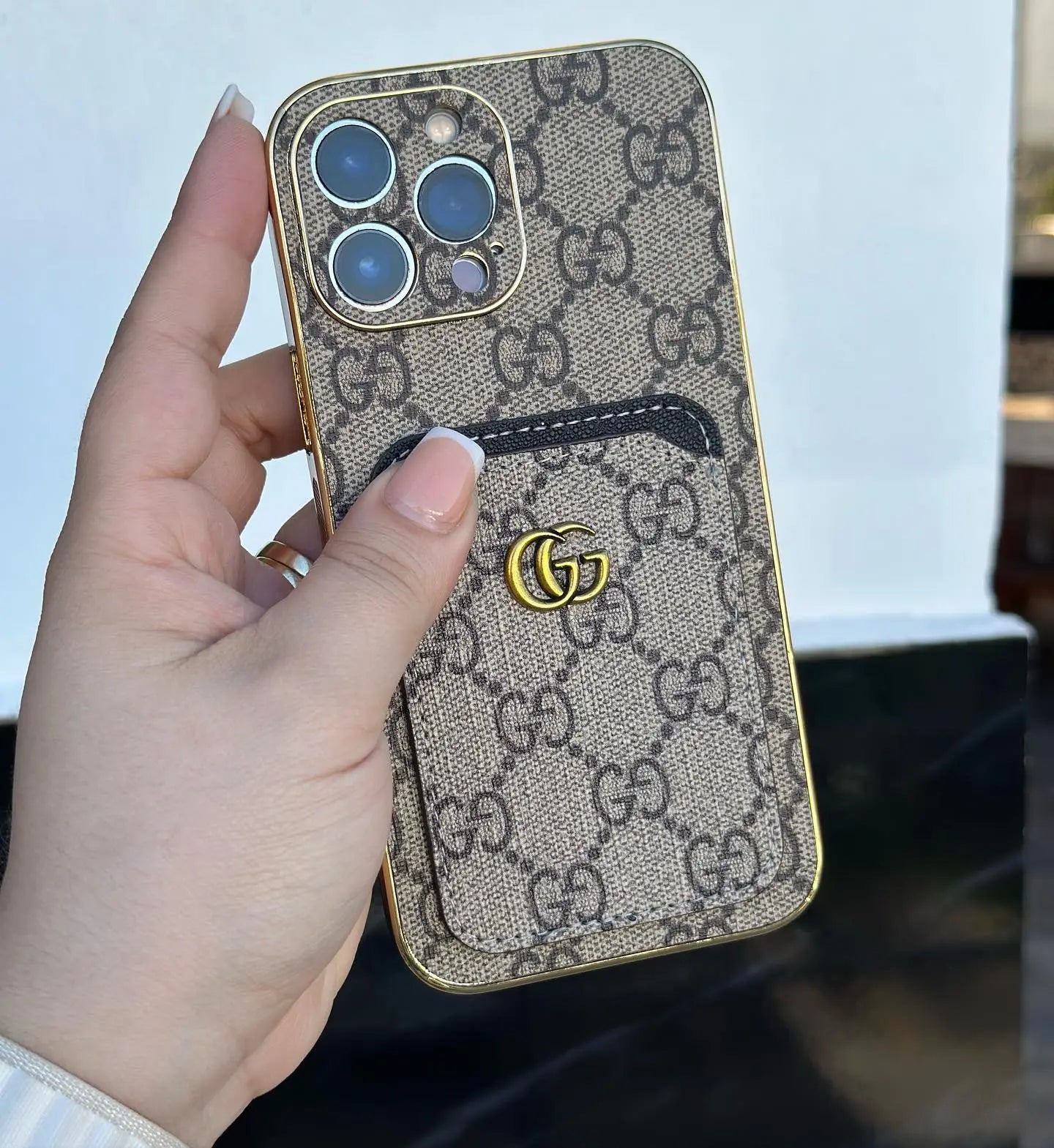 Gucci iPhone Case Cardholder Gold - SereneShop