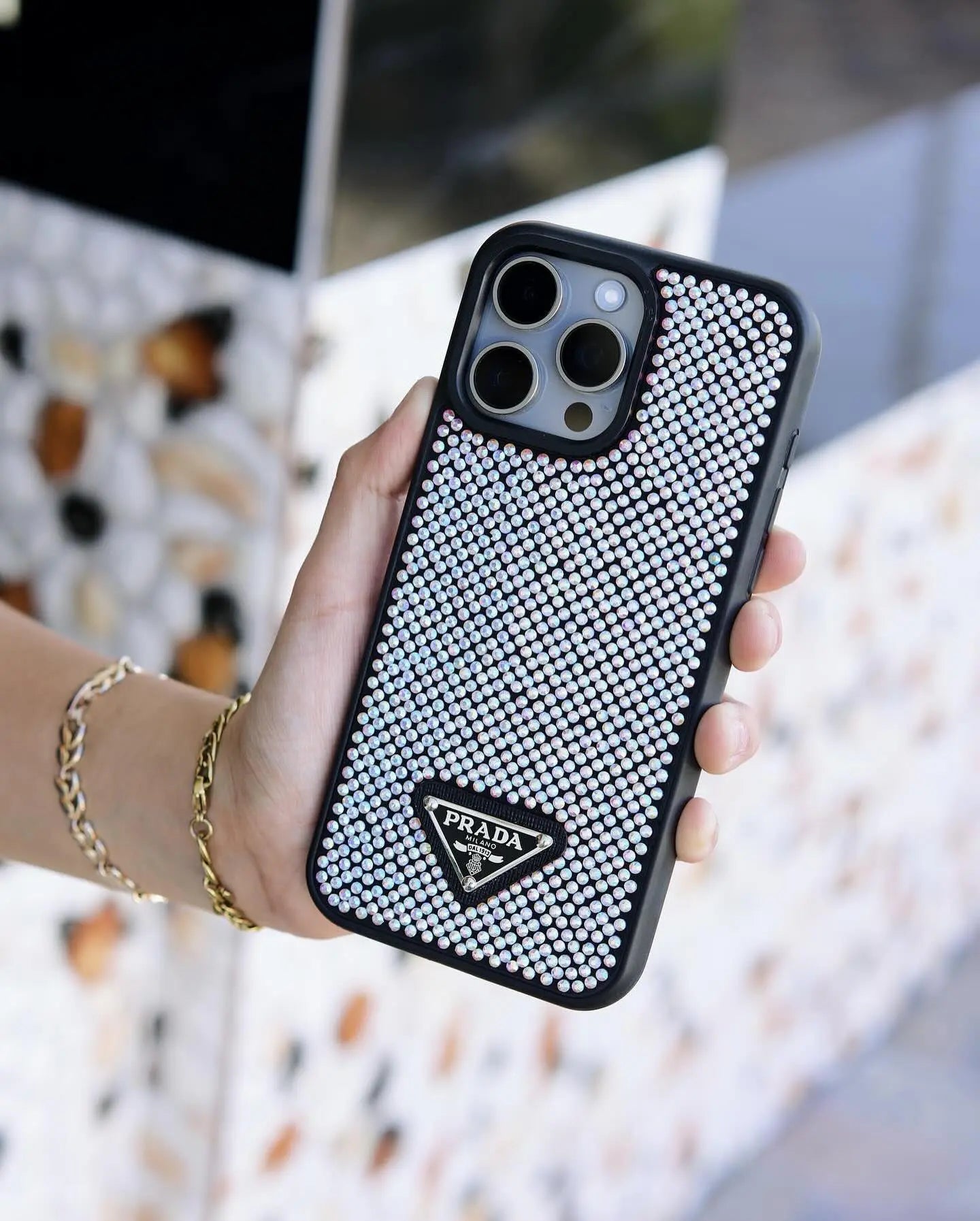 Gray Diamond Prada iPhone 17 Pro Max Case - SereneShop