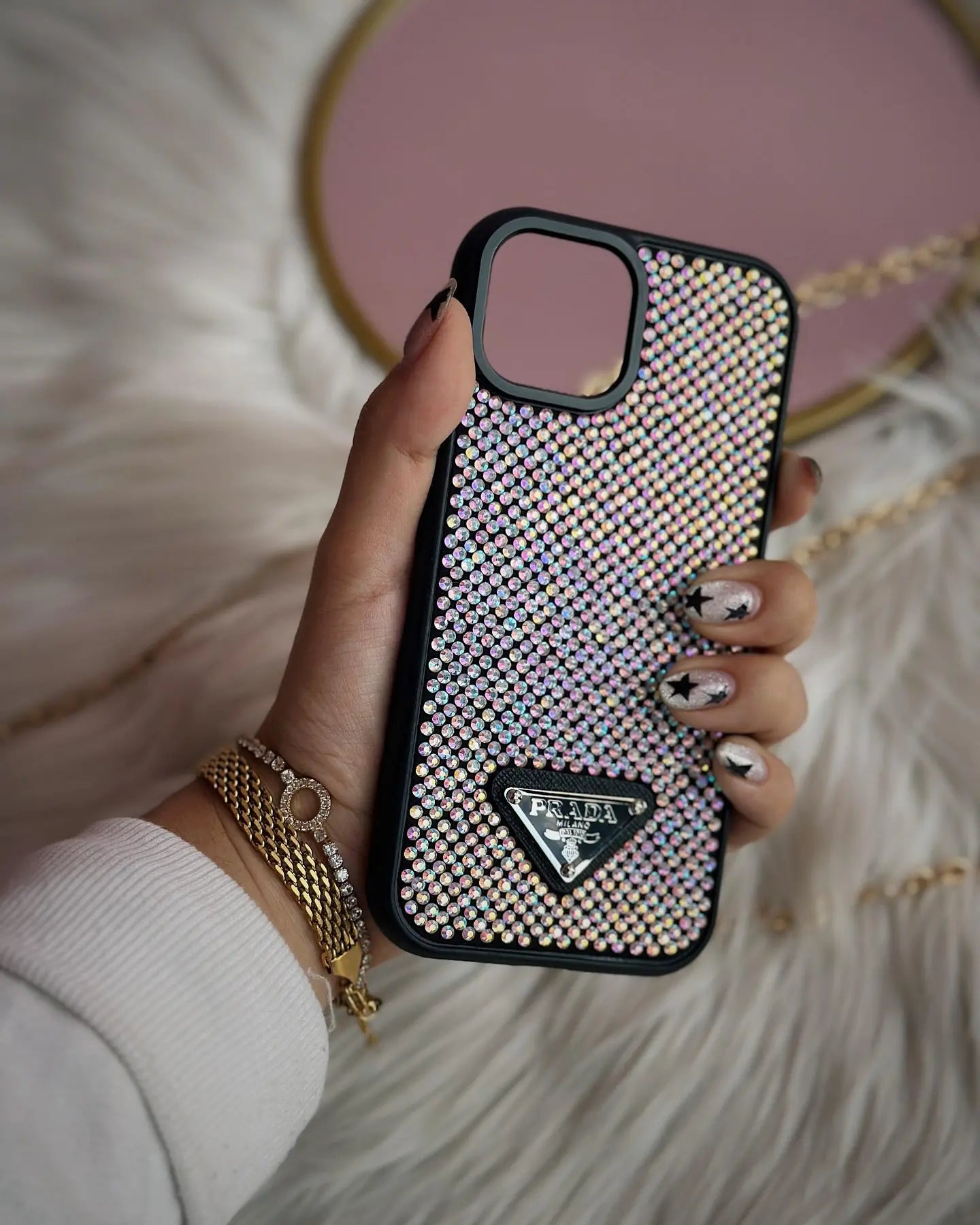Gray Diamond Prada iPhone 17 Pro Max Case - SereneShop