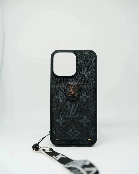 Black Louis Vuitton iPhone 17 Pro Max Case Cardholder - SereneShop