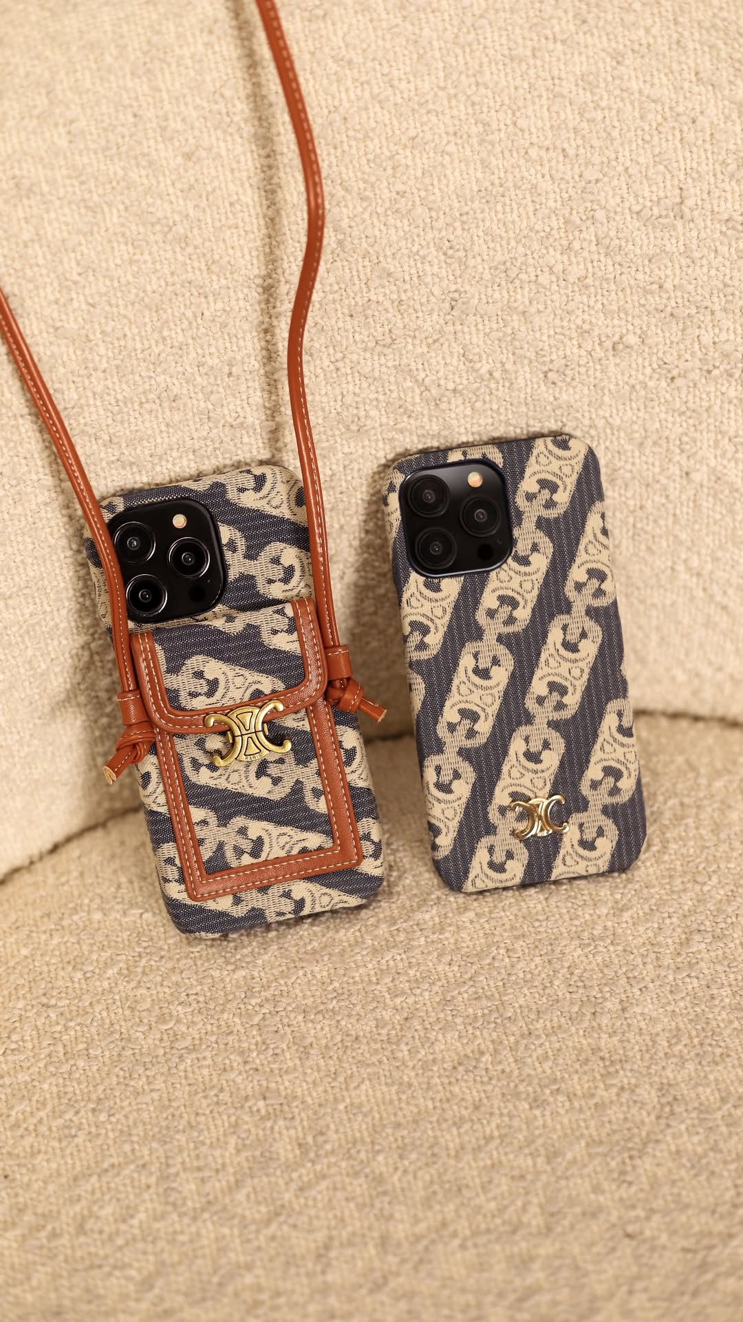 Lunéa Bleu – Celine-Inspired Denim Crossbody iPhone 16 Pro Max Case
