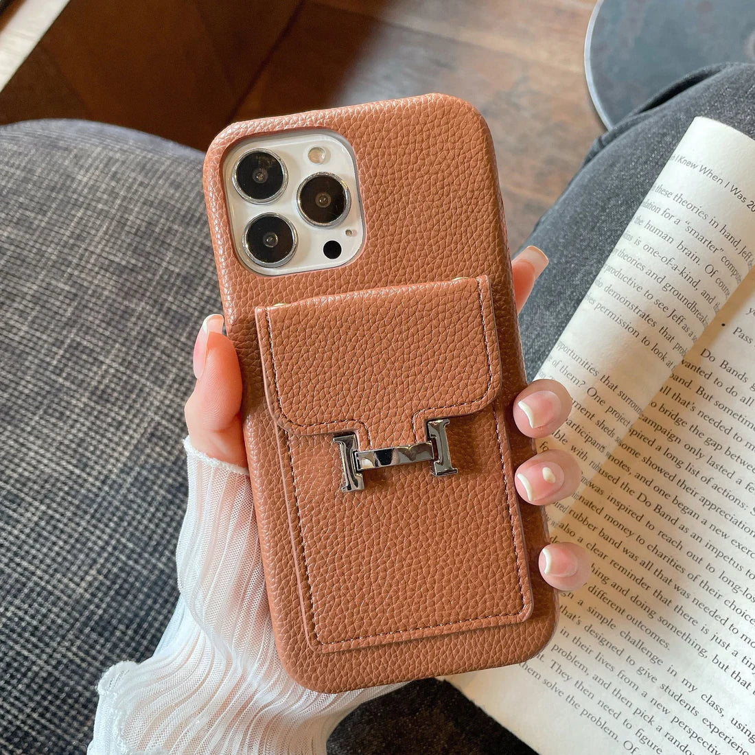 Le Tan Hermès iPhone 16 Pro Max Case with Cardholder
