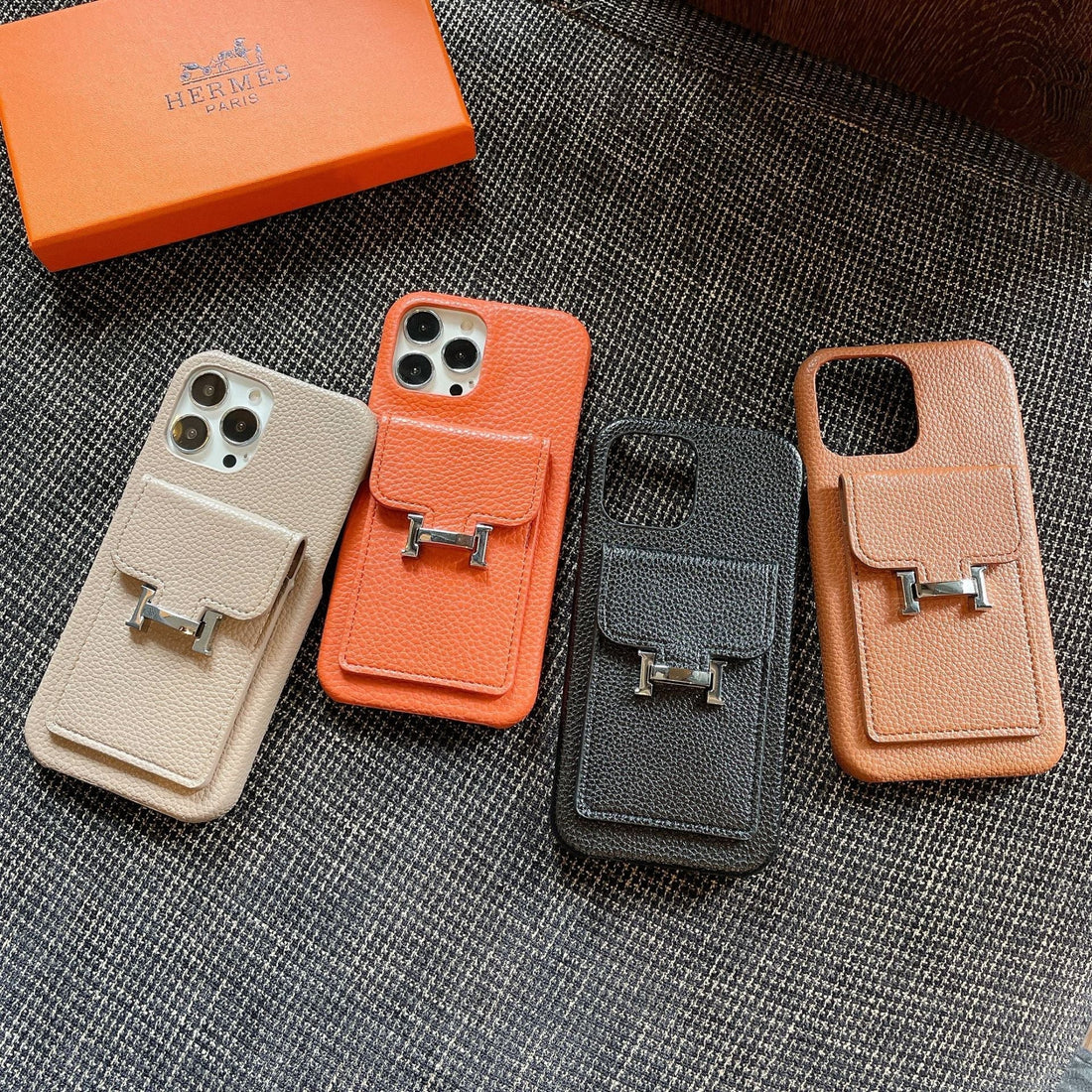 Le Tan Hermès iPhone 16 Pro Max Case with Cardholder