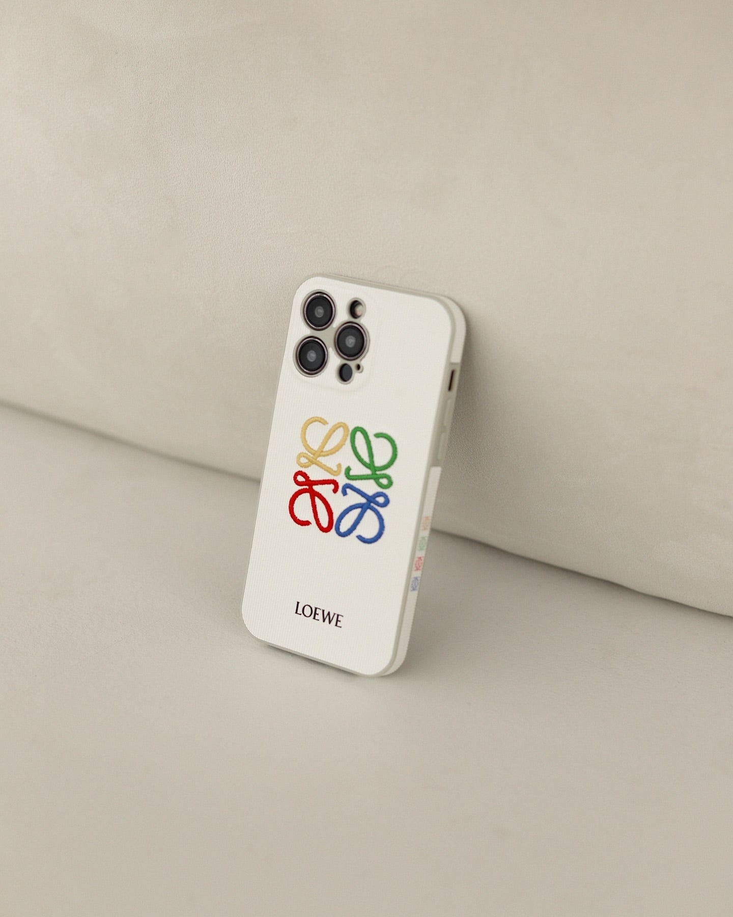 White Rainbow Woven Loewe iPhone 16 Pro Max Case