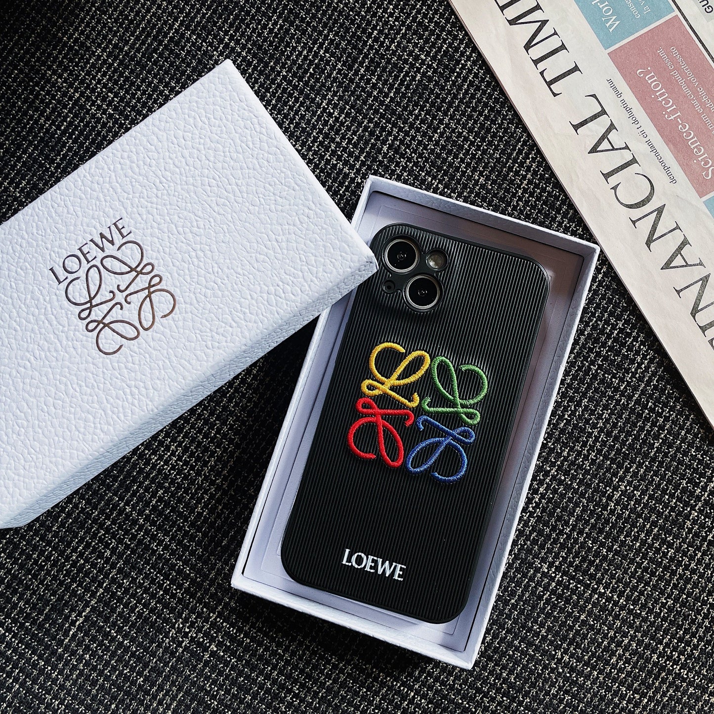 Black Rainbow Woven Loewe iPhone 16 Pro Max Case