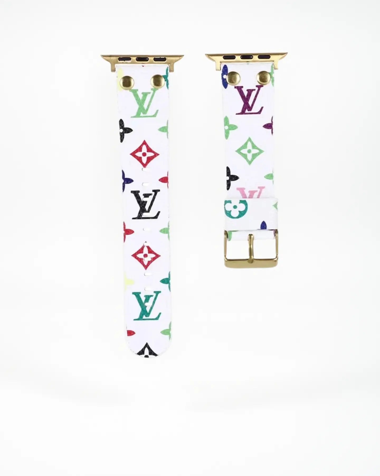 Louis Vuitton Apple Watch Tambour Monogram White Colorful Strap - SereneShop
