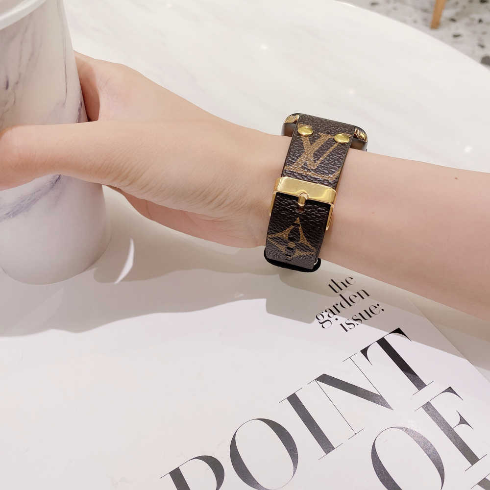 Louis Vuitton Apple Watch Band Green Monogram With Gold