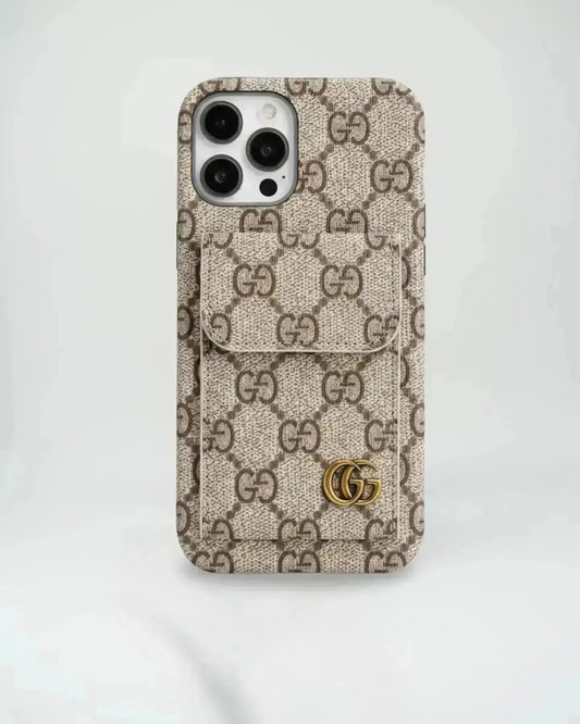 Dark Monogram Gucci iPhone 17 Pro Max Case CardHolder - SereneShop
