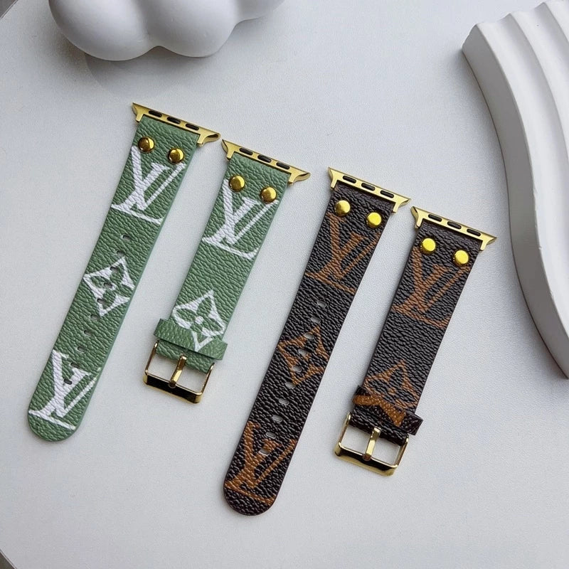 Louis Vuitton Apple Watch Band Green Monogram With Gold