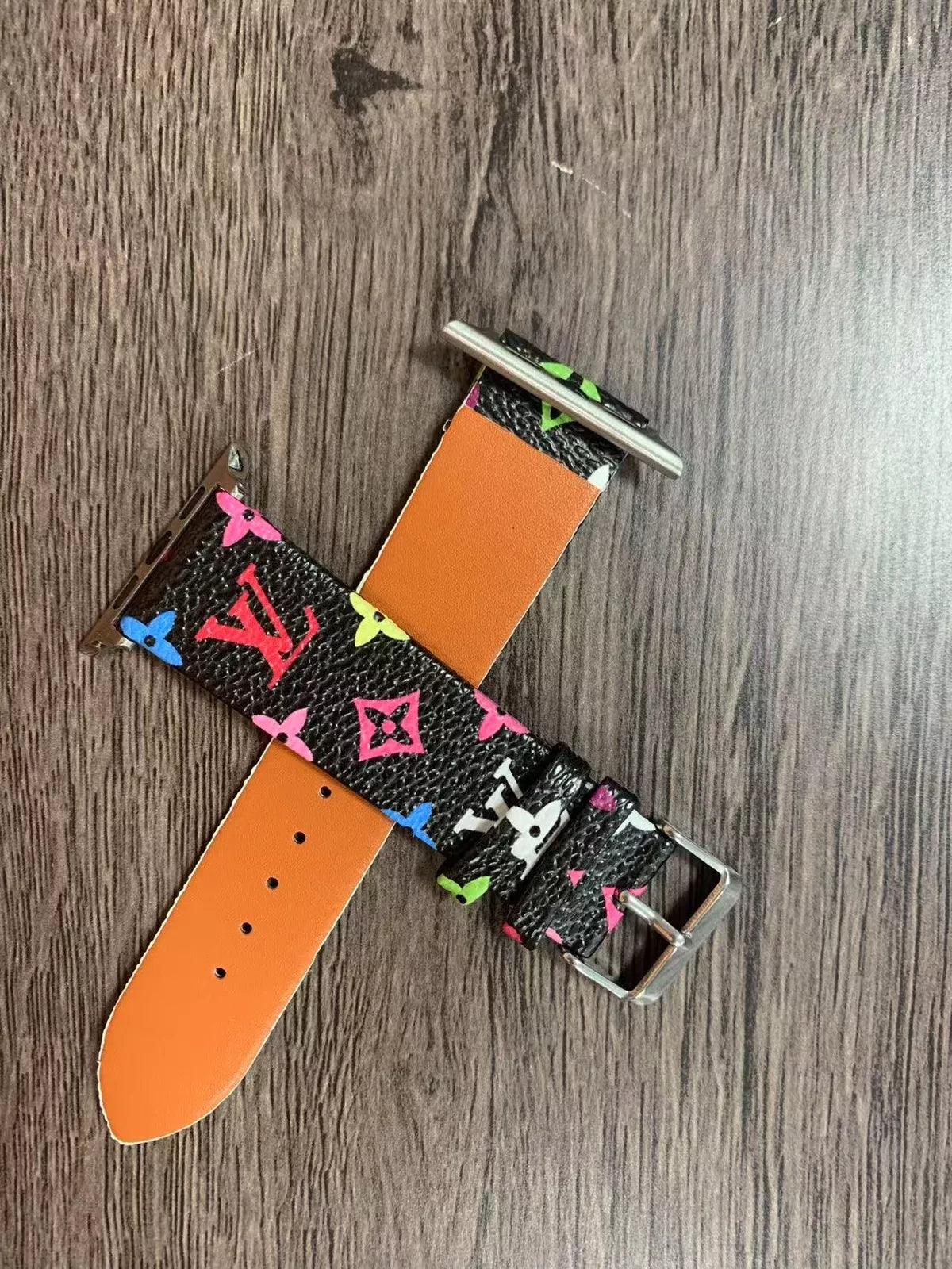 Louis Vuitton Apple Watch Tambour Monogram Black Colorful Strap