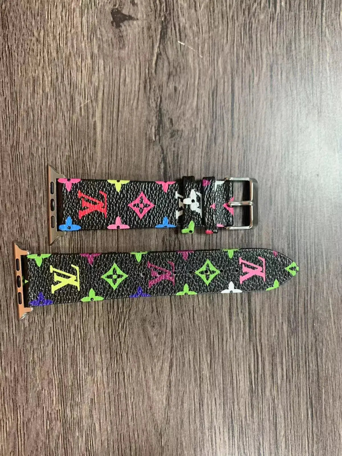 Louis Vuitton Apple Watch Tambour Monogram Black Colorful Strap - SereneShop