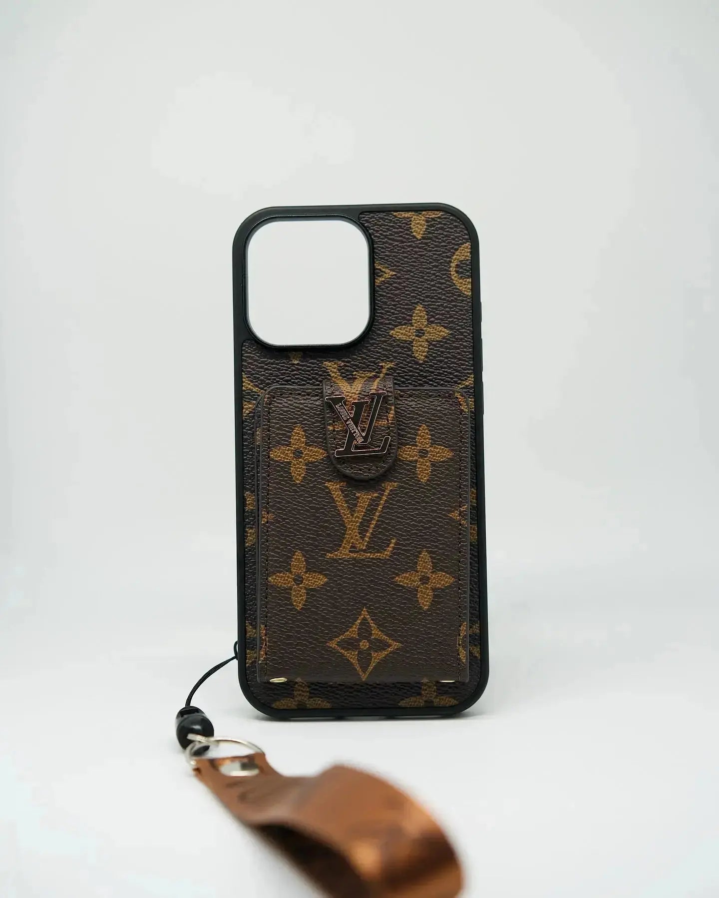 Black Louis Vuitton iPhone 17 Pro Max Case Cardholder - SereneShop