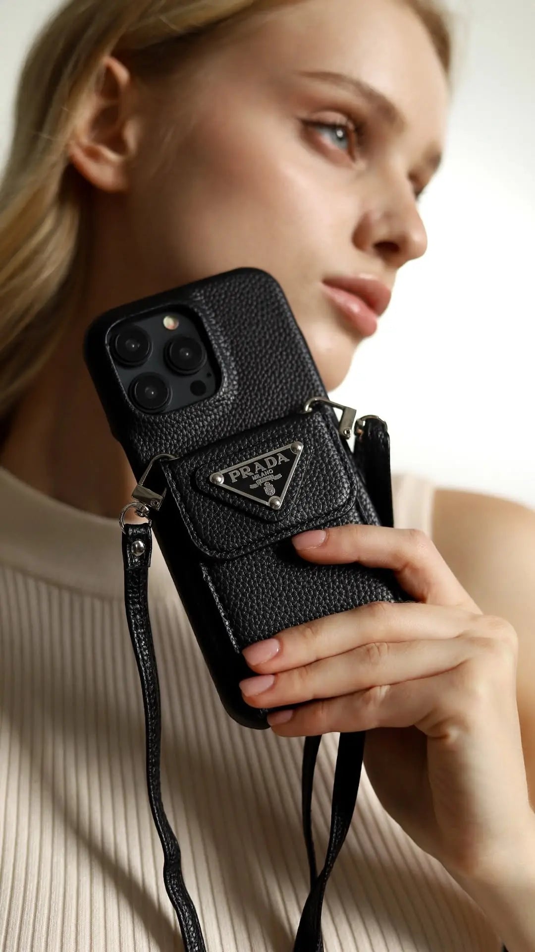 Le Noir Prada iPhone 16 Pro Max Case With Strap Crossbody - SereneShop