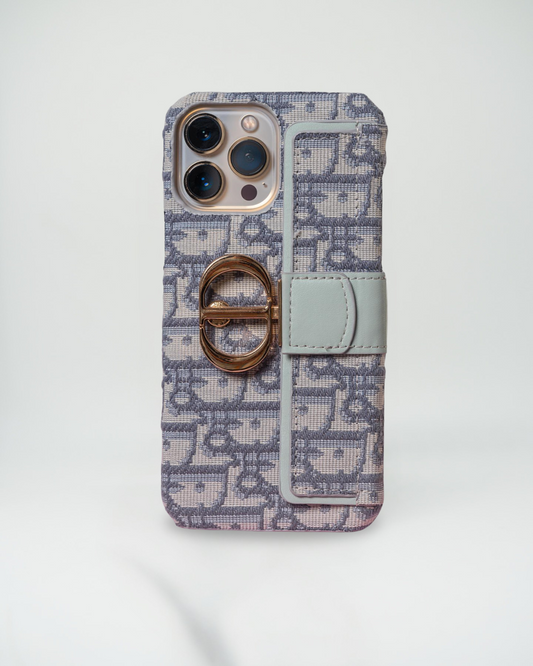 Blue DIOR OBLIQUE JACQUARD IPHONE 16 CASE