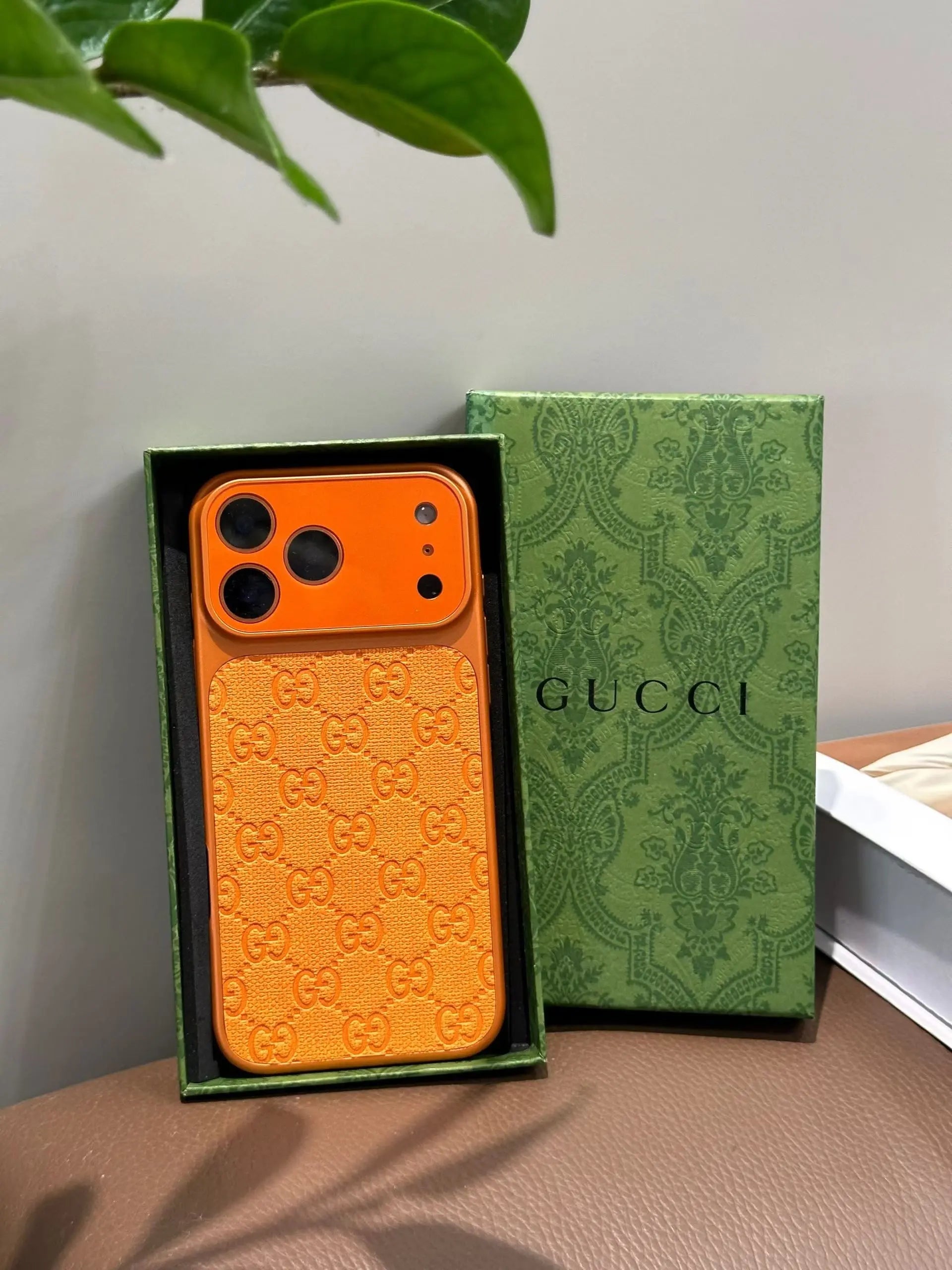 Orange Gucci iPhone 17 Pro Max Case – Luxury GG Monogram Case SereneShop