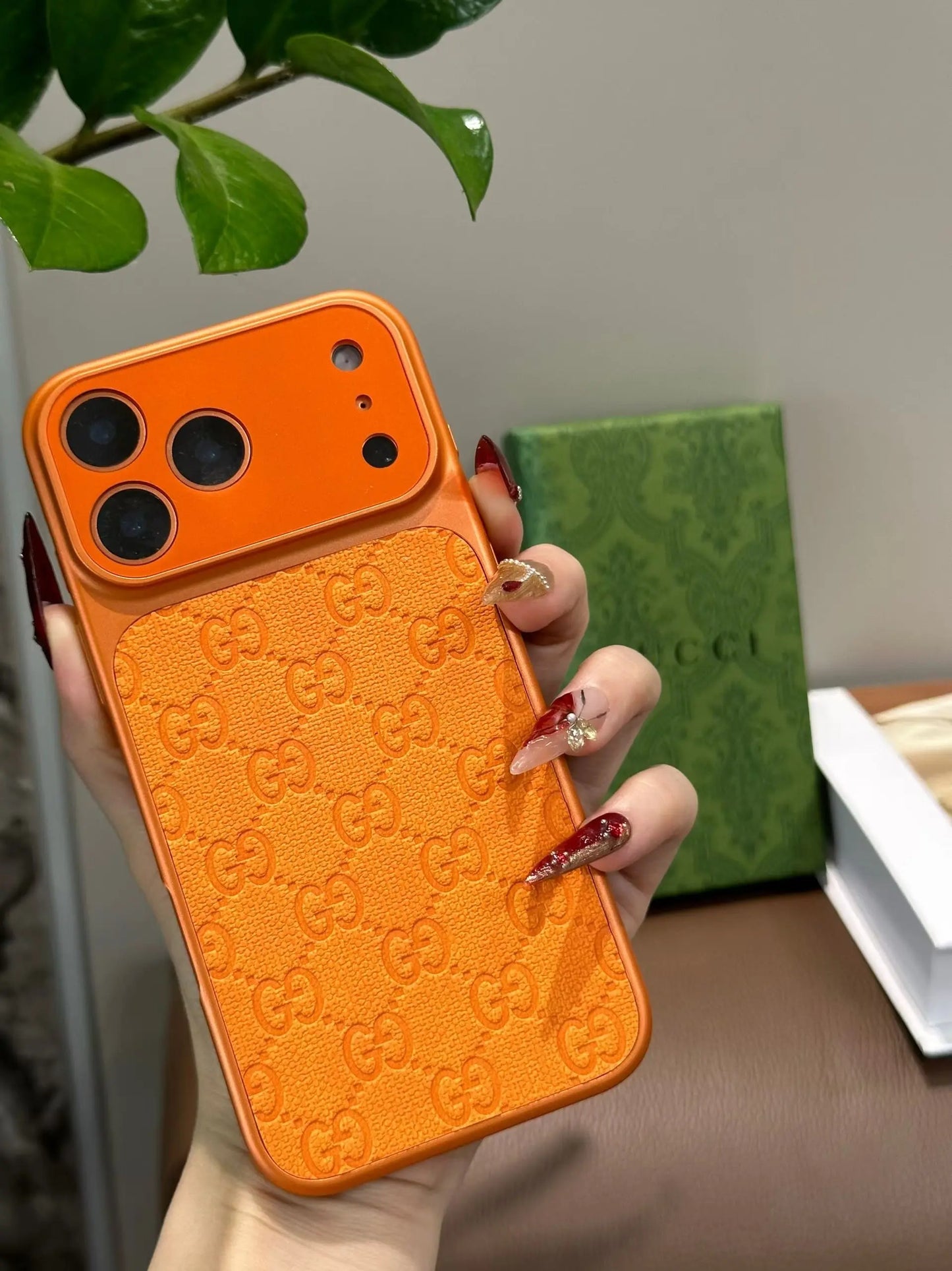 Orange Gucci iPhone 17 Pro Max Case – Luxury GG Monogram Case SereneShop
