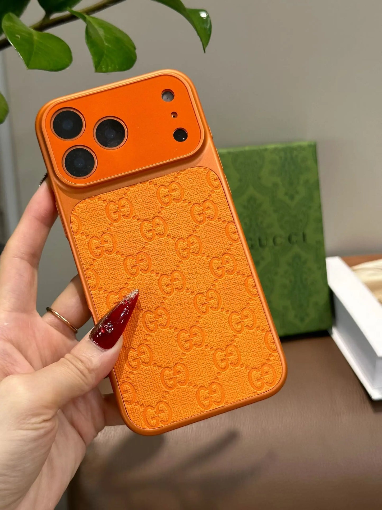 Orange Gucci iPhone 17 Pro Max Case – Luxury GG Monogram Case SereneShop