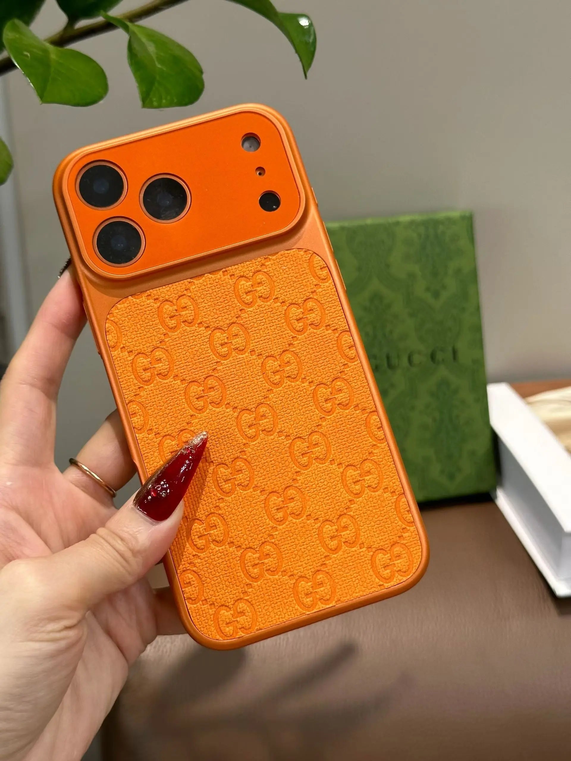 Orange Gucci iPhone 17 Pro Max Case – Luxury GG Monogram Case SereneShop