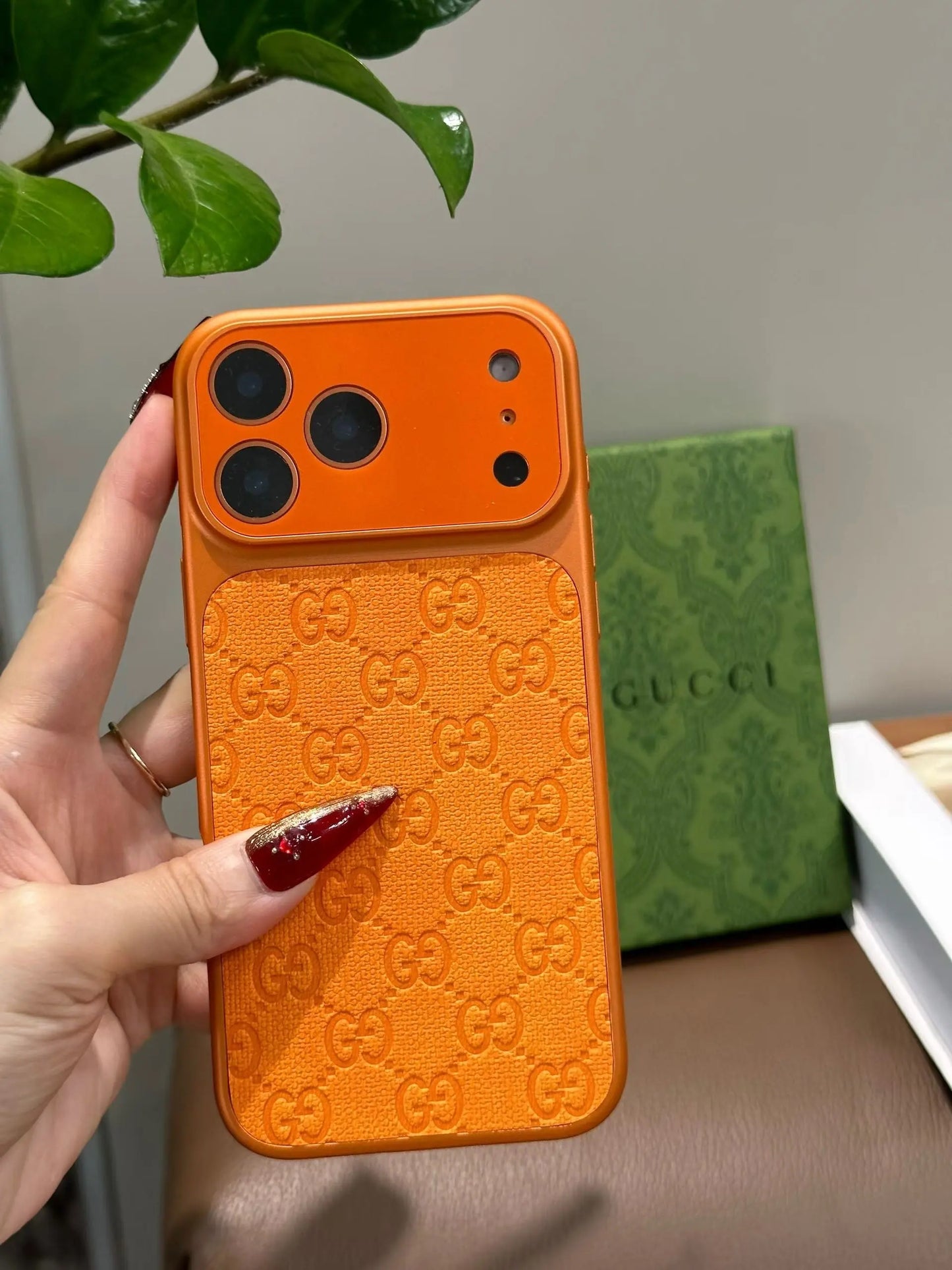 Orange Gucci iPhone 17 Pro Max Case – Luxury GG Monogram Case SereneShop
