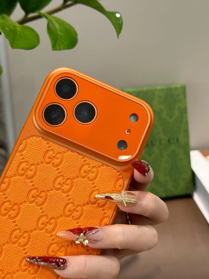 Orange Gucci iPhone 17 Pro Max Case – Luxury GG Monogram Case SereneShop