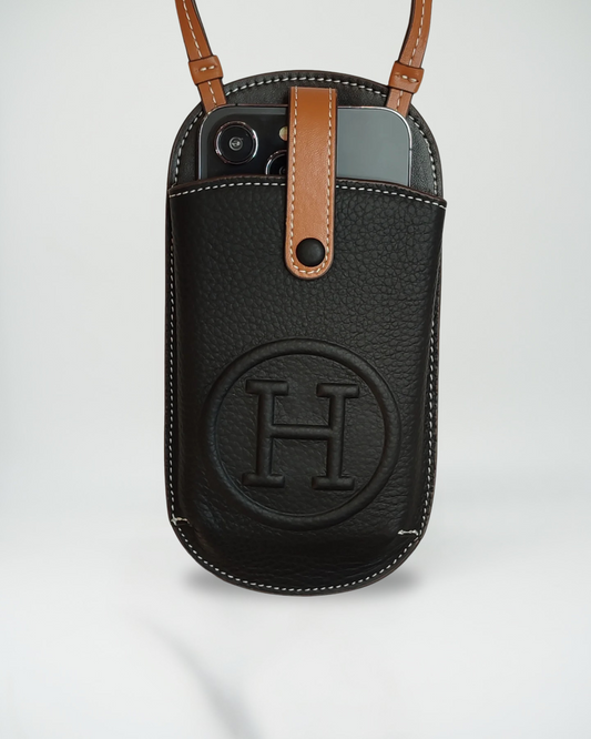Le Pouch Black Hermès iPhone 16 Pro Max Case Crossbody Strap Bag