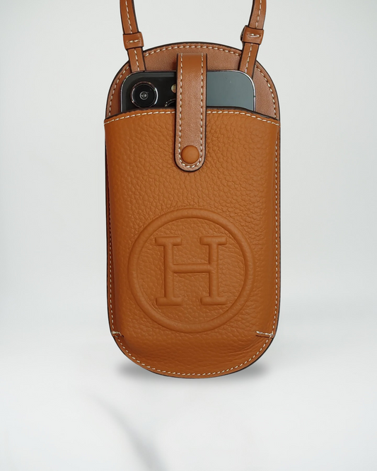 Le Pouch Brun Hermès iPhone 16 Pro Max Case Crossbody Strap Bag