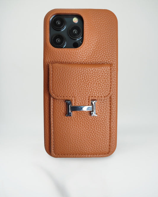 Le Tan Hermès iPhone 16 Pro Max Case with Cardholder