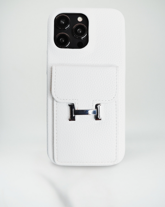 Le Blanc Hermès iPhone 16 Pro Max Case with Cardholder