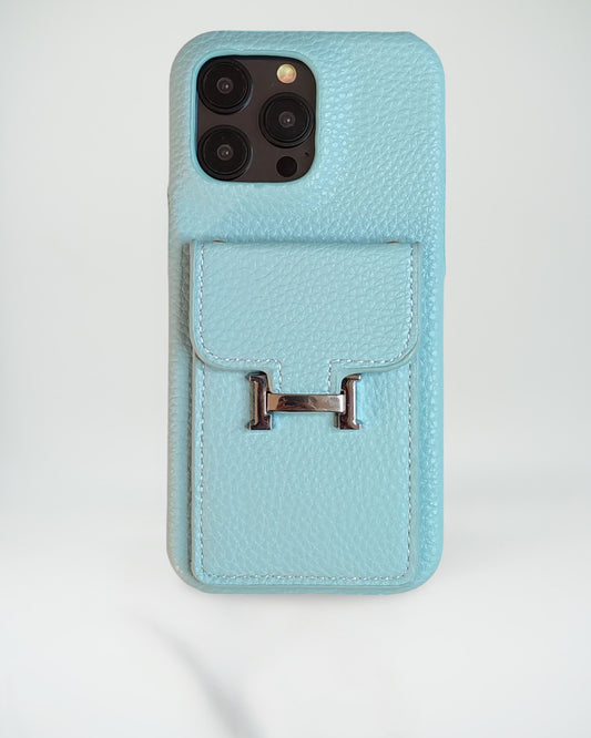 Le Bleu Hermès iPhone 16 Pro Max Case with Cardholder