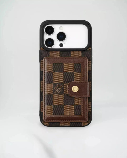Louis Vuitton iPhone 17 Pro Max Case in the classic Monogram Canvas (deep brown with LV and floral accents) SereneShop