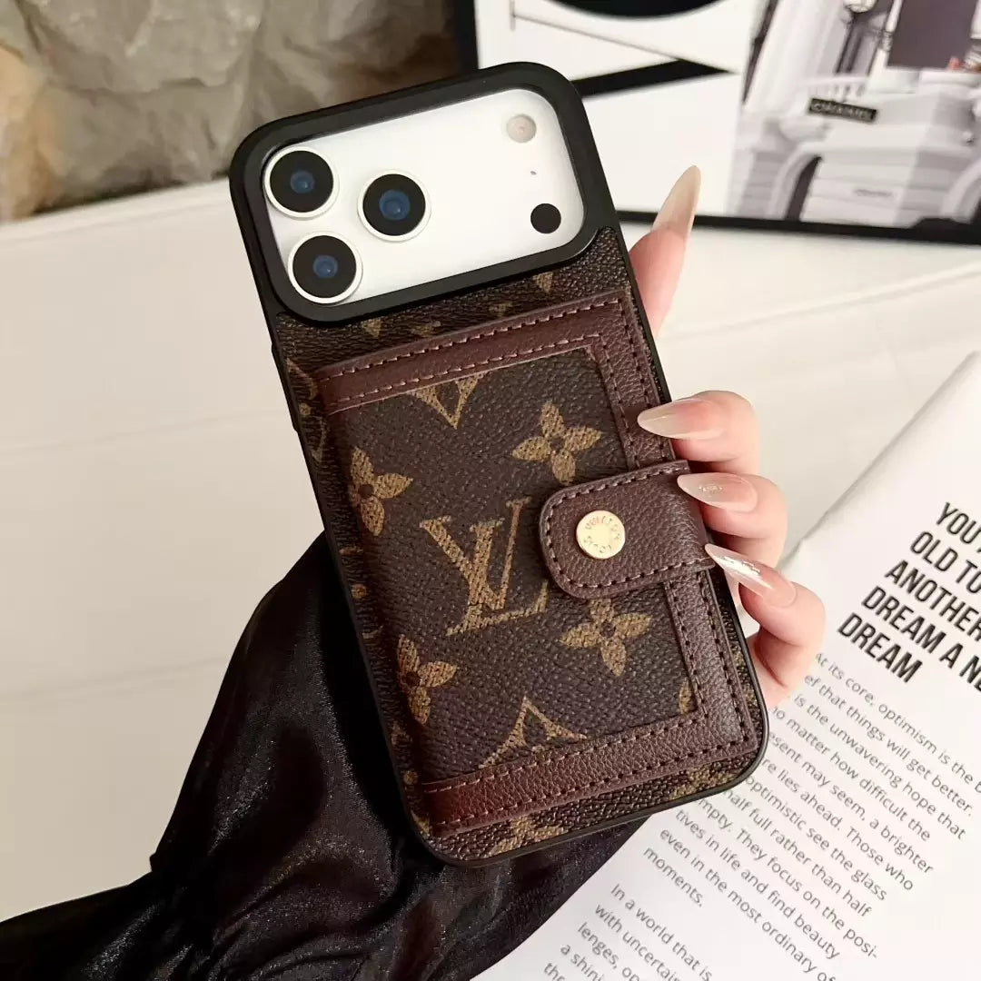 Louis Vuitton iPhone 17 Pro Max Case in the classic Monogram Canvas (deep brown with LV and floral accents) SereneShop