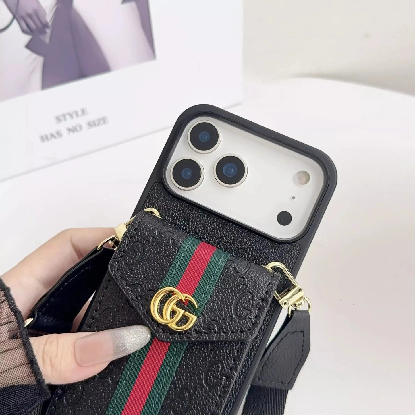 Louis Vuitton Monogram Empreinte Black Wallet Case with Strap for iPhone 17 Pro Max – Luxury Designer Card Holder, Crossbody Cover SereneShop