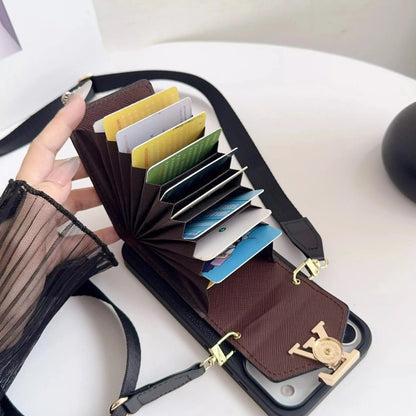 Louis Vuitton Monogram Empreinte Black Wallet Case with Strap for iPhone 17 Pro Max – Luxury Designer Card Holder, Crossbody Cover SereneShop