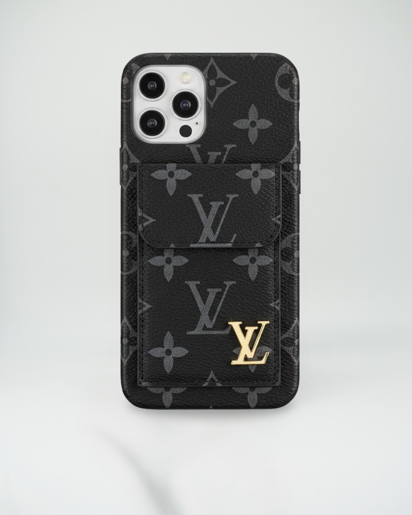 Dark Checkered Louis Vuitton iPhone 17 Pro Max Case CardHolder