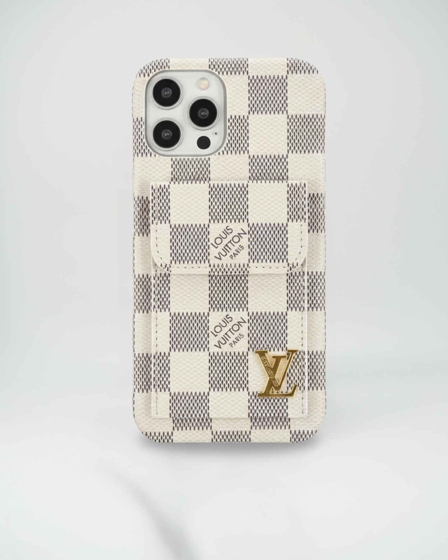 Dark Checkered Louis Vuitton iPhone 17 Pro Max Case CardHolder