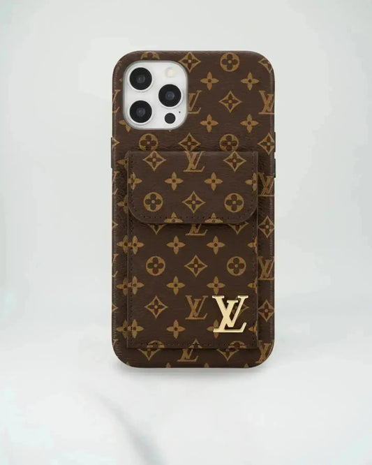 Dark Monogram Gucci iPhone 17 Pro Max Case CardHolder - SereneShop