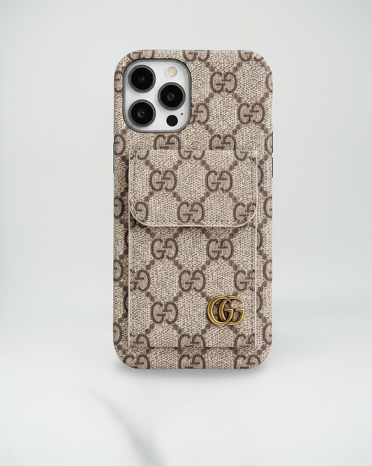 Beige Monogram Gucci iPhone 17 Pro Max Case CardHolder