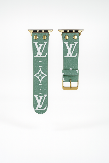 Louis Vuitton Apple Watch Band Blue Monogram With Gold