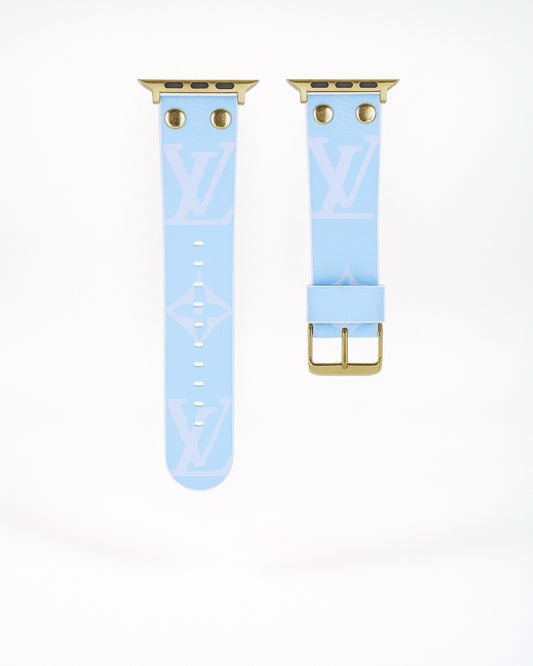 Louis Vuitton Apple Watch Band Sky Blue Monogram With Gold