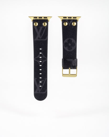 Louis Vuitton Apple Watch Band Blue Monogram With Gold