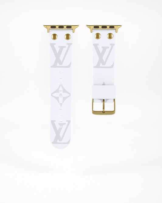 Louis Vuitton Apple Watch Band White Monogram With Gold