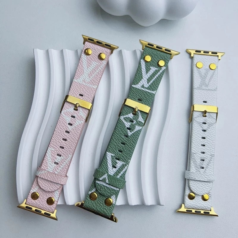 Louis Vuitton Apple Watch Band Blue Monogram With Gold