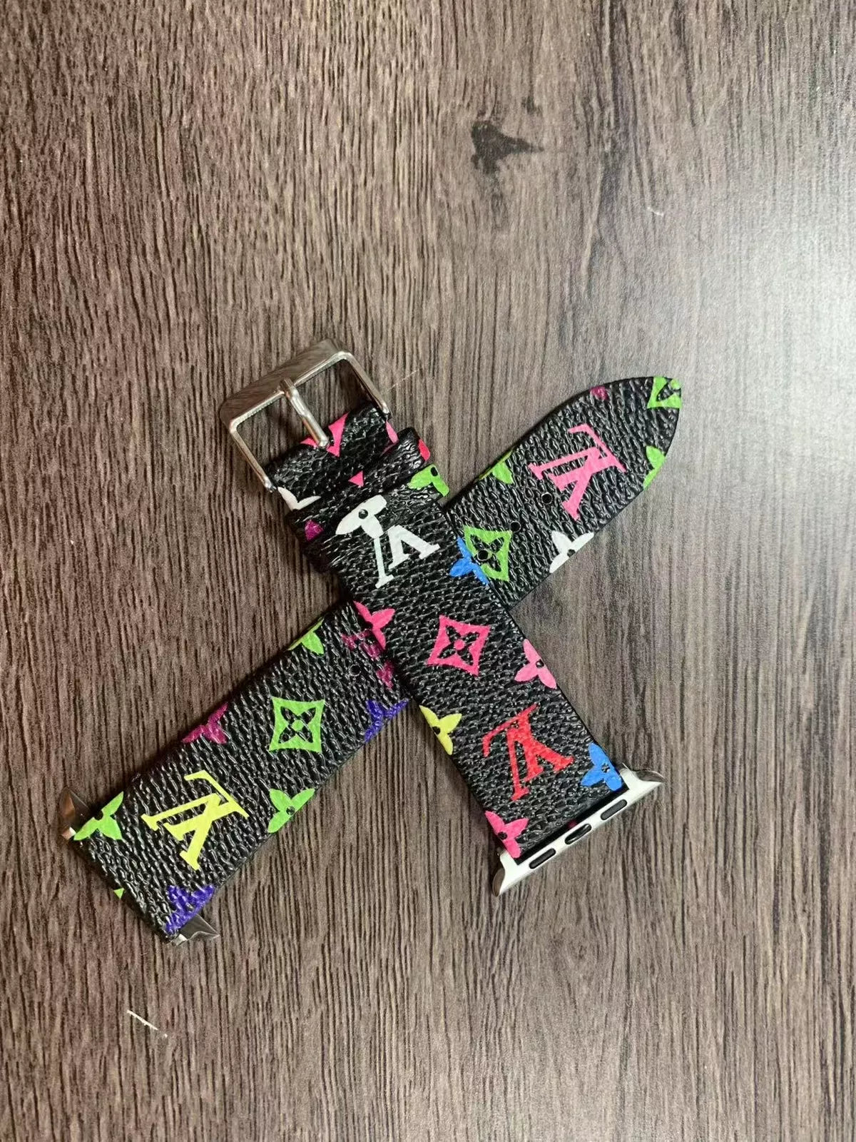 Louis Vuitton Apple Watch Tambour Monogram Black Colorful Strap