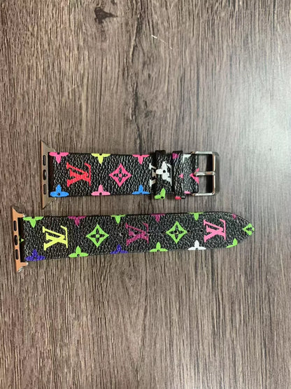 Louis Vuitton Apple Watch Tambour Monogram Black Colorful Strap