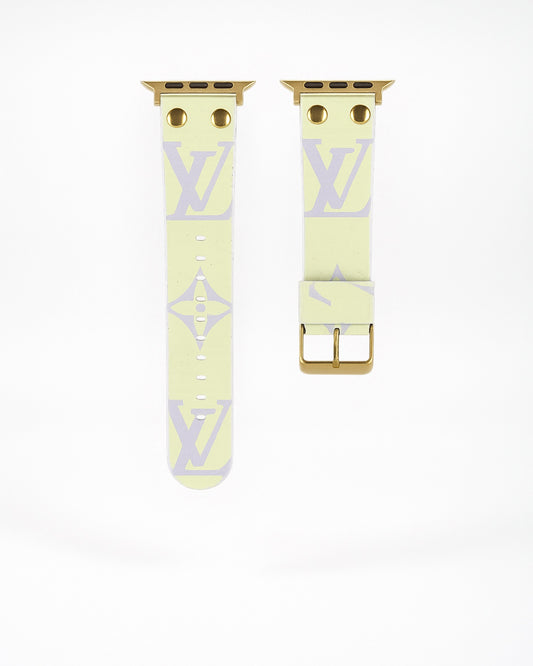 Louis Vuitton Apple Watch Band Pistachio Mist Monogram With Gold