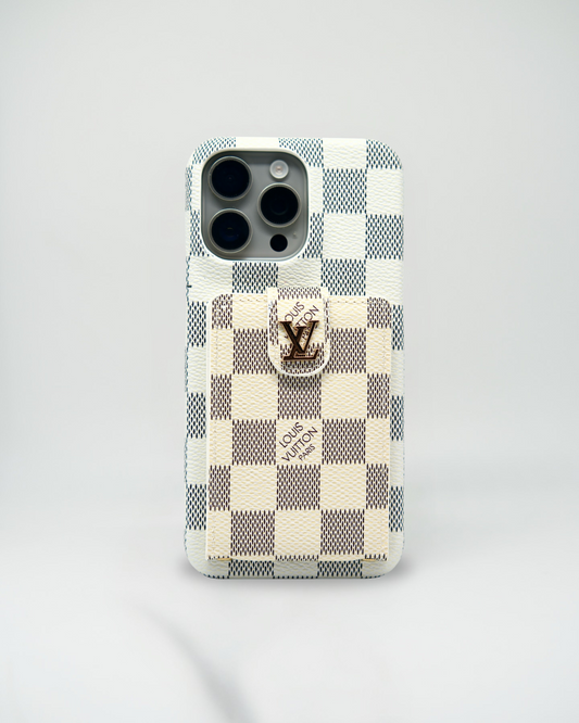 White LV iPhone Case Cardholder