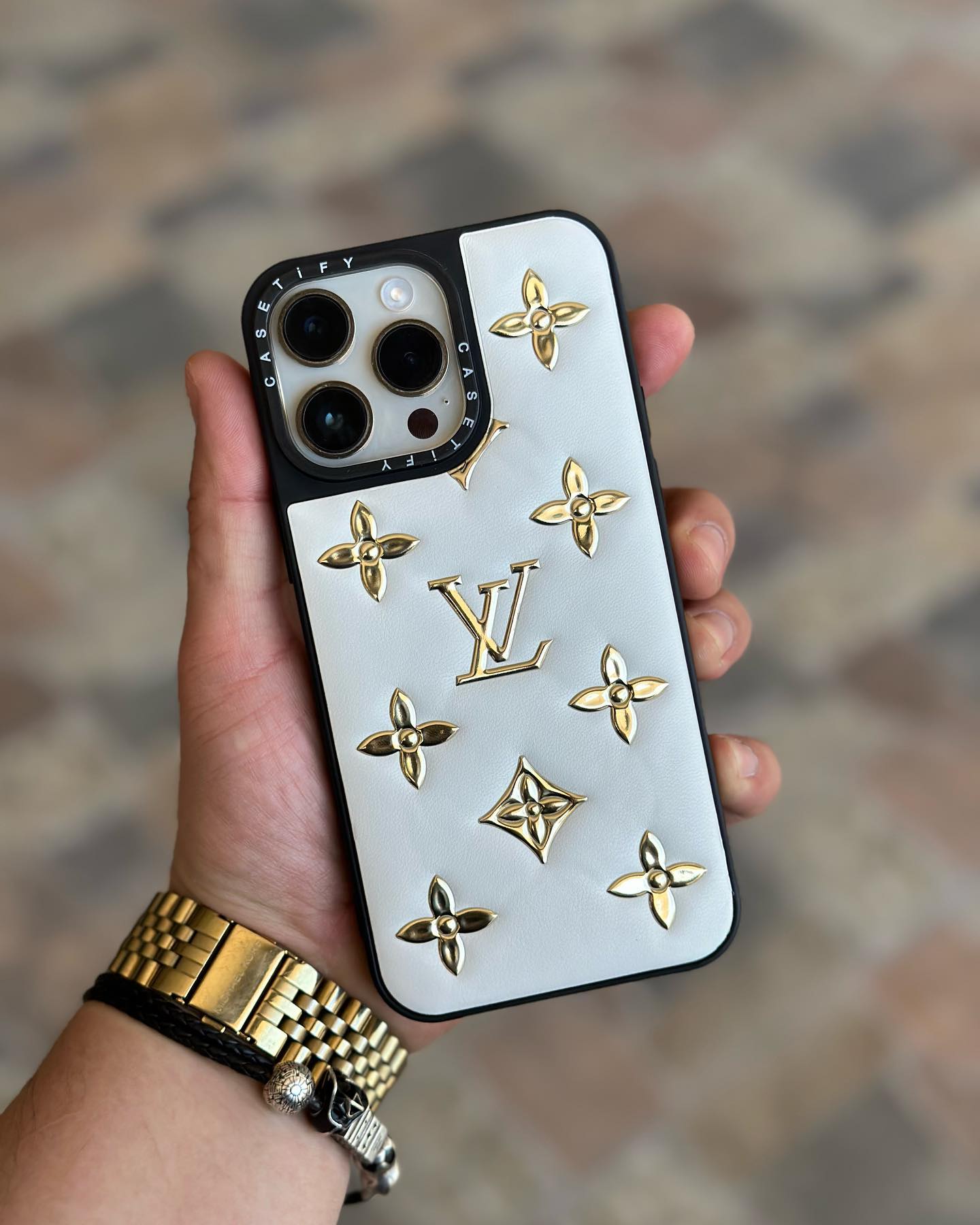 White Unique LV iPhone Case