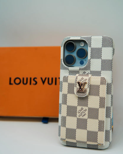 White LV iPhone Case Cardholder