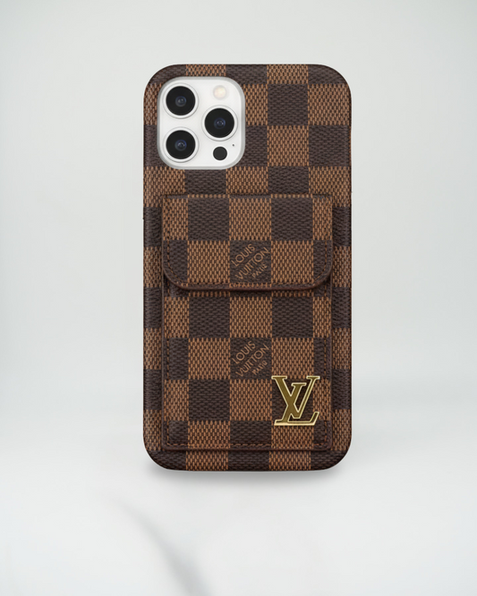 Brown Checkered Louis Vuitton iPhone 17 Pro Max Case CardHolder