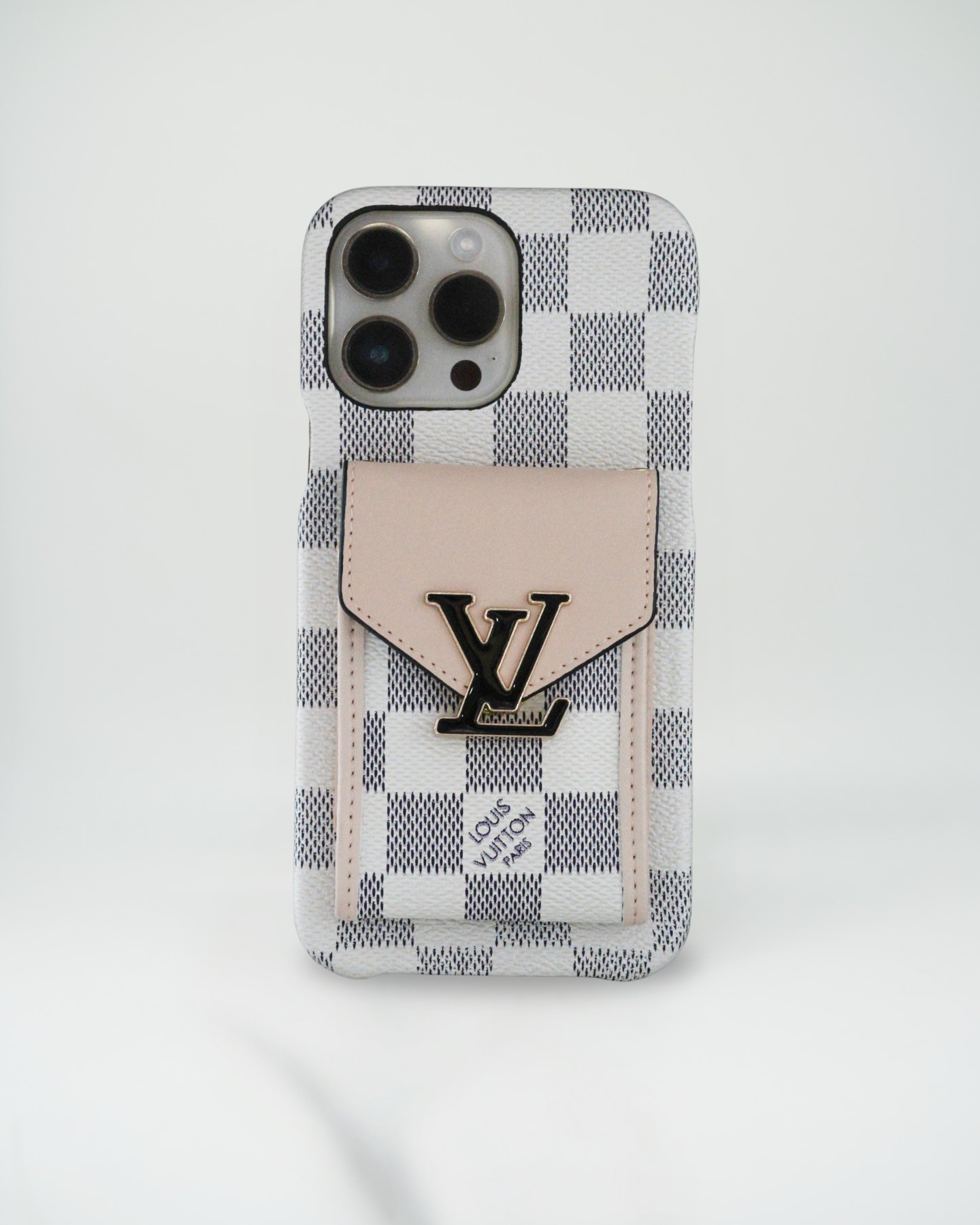 White LV iPhone Case Cardholder